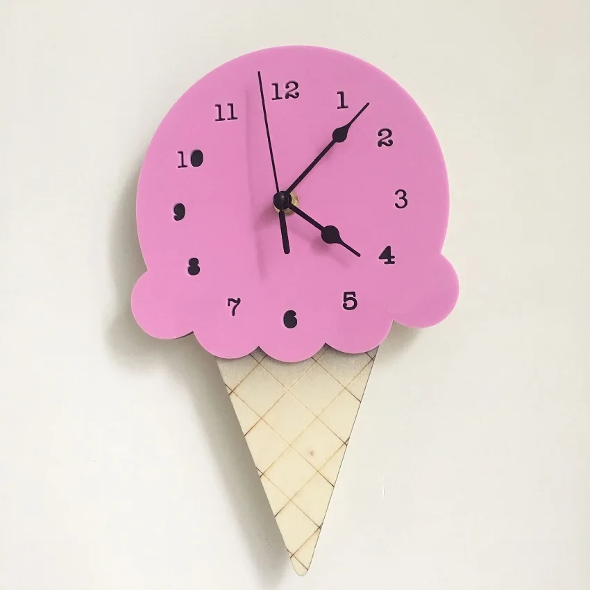 Скандинавские домашние часы с мороженым, Мультяшные бесшумные часы, настенные украшения, часы для детской комнаты, для мальчиков, декор для стен - Цвет: This diagram
