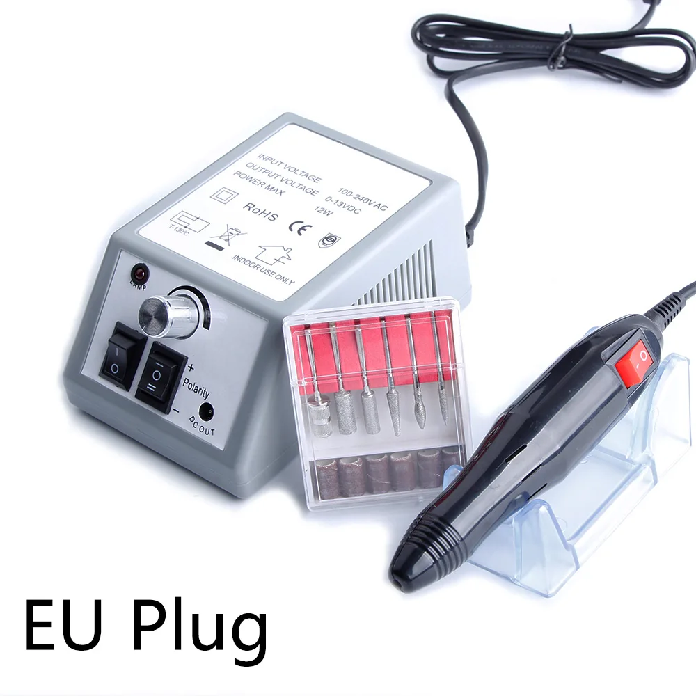Электрический аппарат для маникюра, гель для снятия лака, фрезы для ногтей, фрезы для педикюра, набор шлифовальных фрез, инструмент для дизайна ногтей - Цвет: grey EU