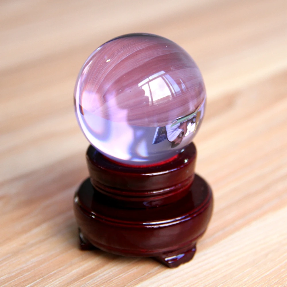 Mookaitedecor Natural Rose Quartz Crystal Ball (40mm) With Stand, Polished Stone Sphere Sculpture Figurine For Fengshui Display Divination Home Decoration