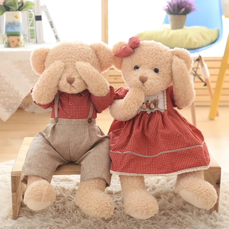 1 пара, милые плюшевые медведи Kawaii, большие пушистые плюшевые медведи, плюшевый подарок на свадьбу, день рождения, подарок для невесты, мягкие куклы, подарок для маленьких девочек