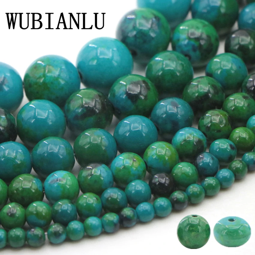 WUBIANLU Модные 6 14 мм Малахит Азурит Хризоколла Abacus круглые свободные бусины для