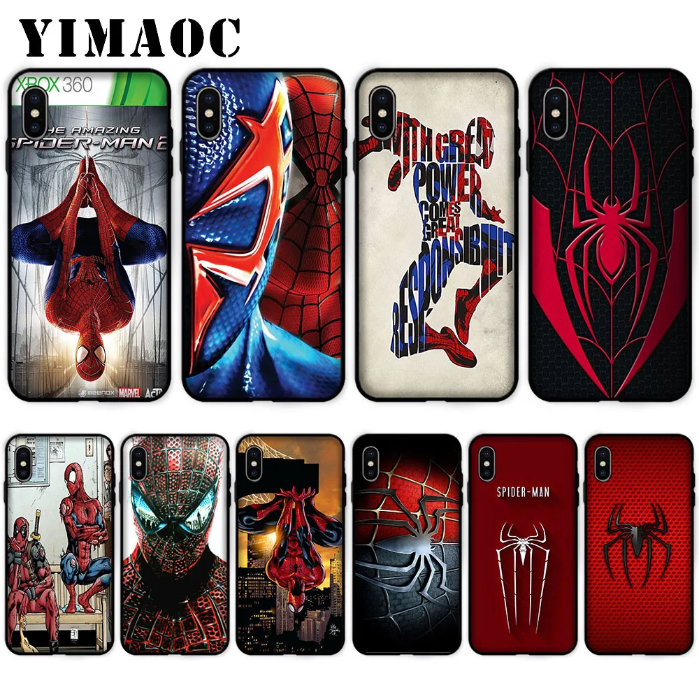 

YIMAOC Marvel Spiderman Soft Case for iPhone XS Max XR X 7 8 6 6S Plus 5 5S SE