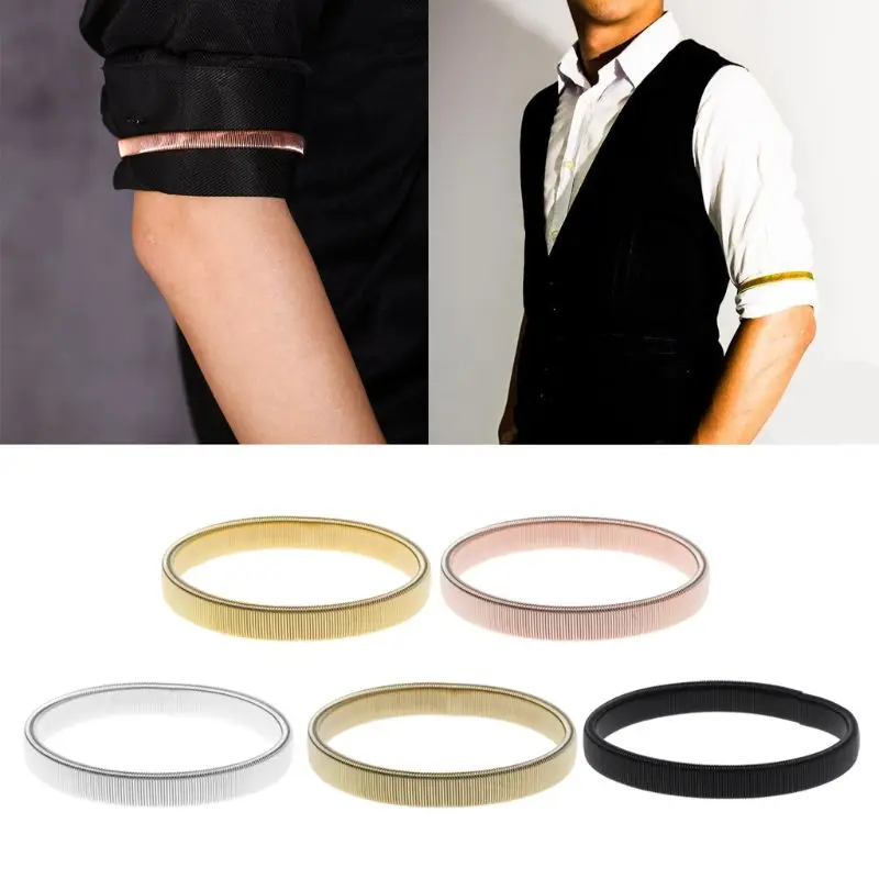 

Arm Warmer Shirt Sleeve Holder Metal Anti-Slip Elastic Bracelets Stretch Armband