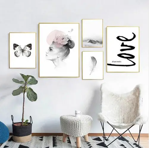 

Home Decor Space Art Posters Abstract Landscape Love Nordic Simple Style Canvas Prints Painting Wall Pictures For Room Unframed