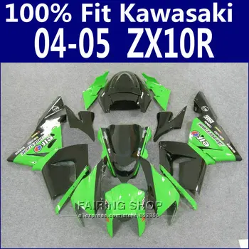 

100%fit Fairings For Kawasaki Ninja Zx10r zx-10r 2004 2005 04 05 Green painted Fairing kit Free custom x11