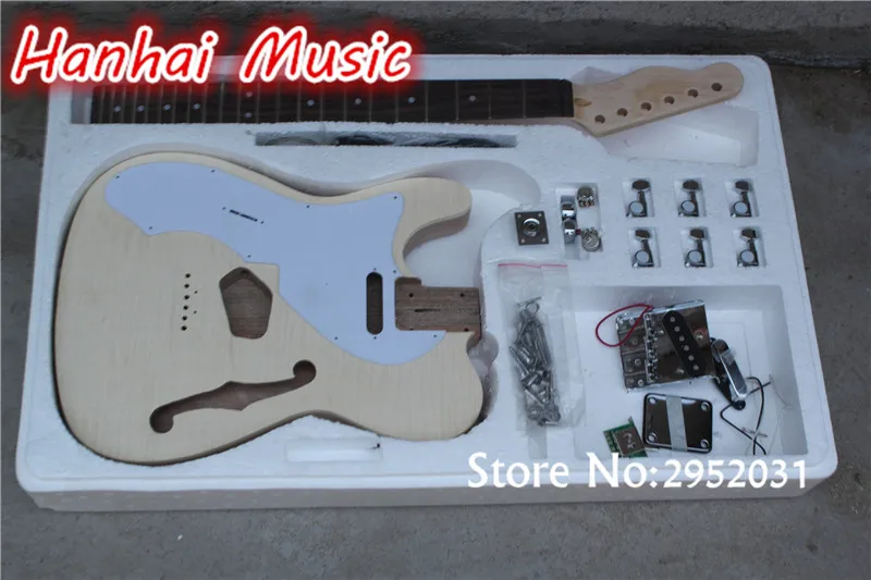 

High Quality Semi-finished Guitar with Left-hand Guitar Body,Flame Maple Veneer,All Hardware Included,can be Customized