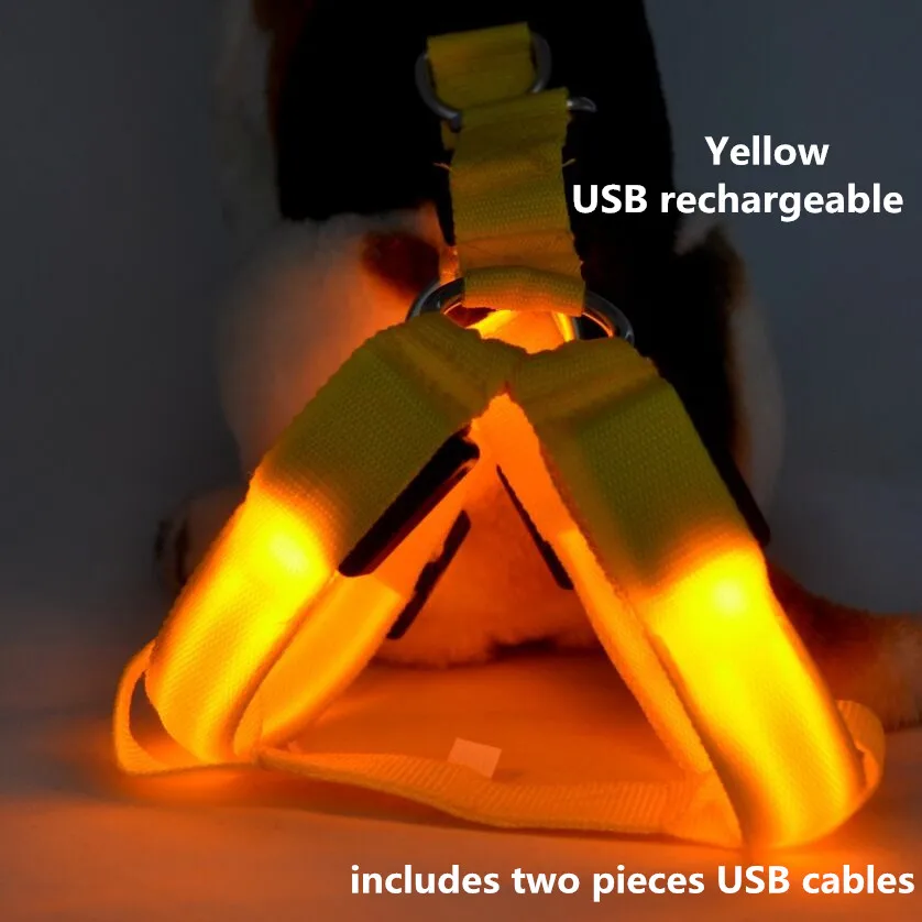 Полосатый светодиод для домашних собак светильник жгуты pet ремень светящийся жгут для собак средних и больших собак USB Перезаряжаемый C02 - Цвет: yellow USB recharge
