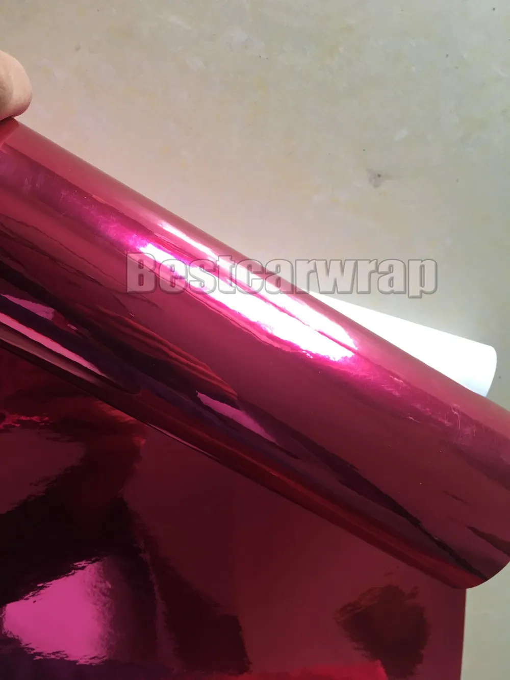 rose red chrome mirror car wrapping film with air bubble free (1)