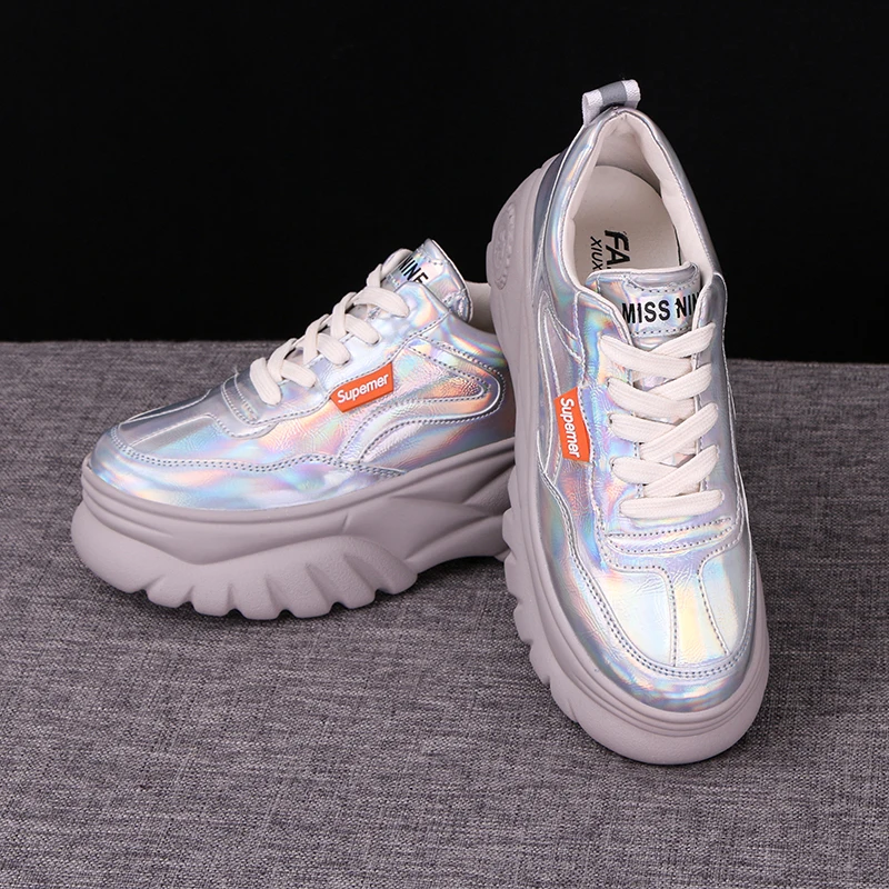 

Platform Shoes Women Thick Sole Sneakers 2019 Spring New Harajuku Chunky Sneakers Casual Wild Heightening Shoes Dad Shoes