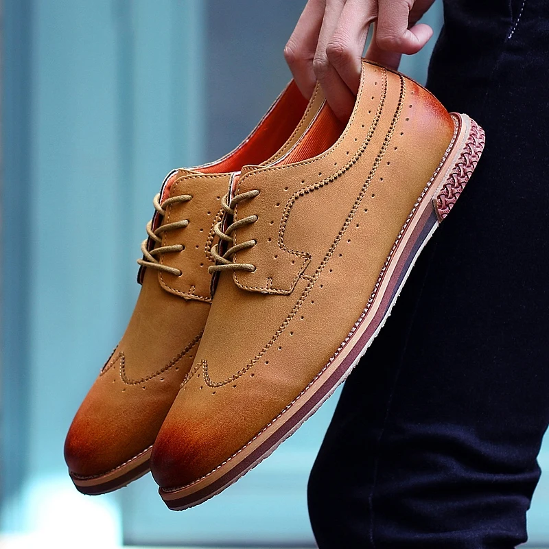 fashion suede leather men shoes elegant male footwear italian office leisure moccasins dress classic brogue oxford shoes for men (30)