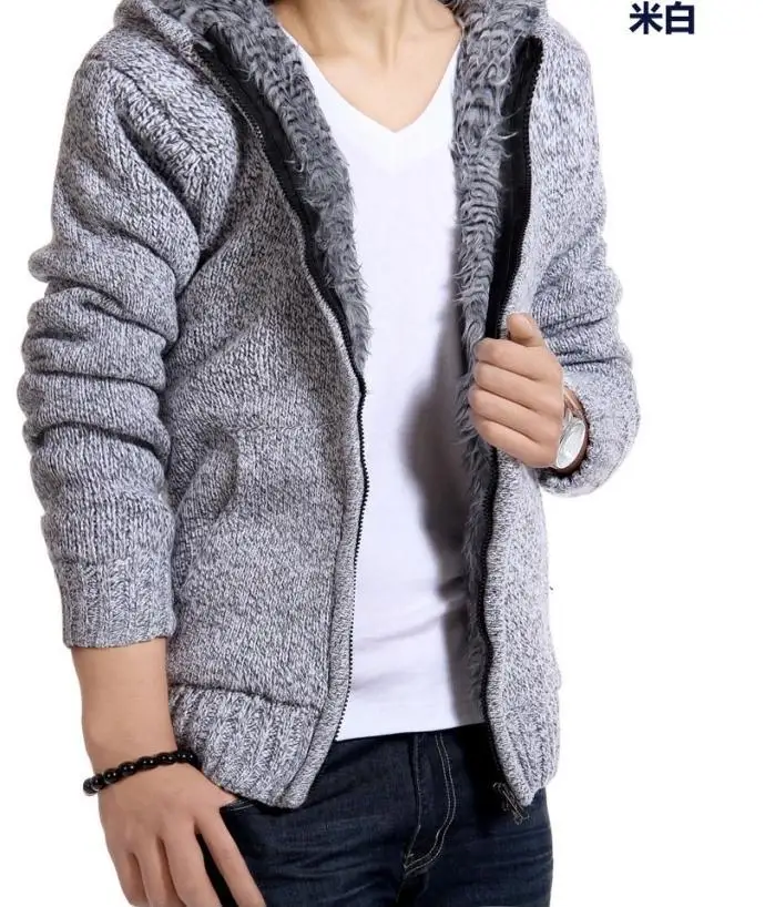 Hot 2017 new Men's Fashion winter Knitted jacket Coat Cotton Hooded