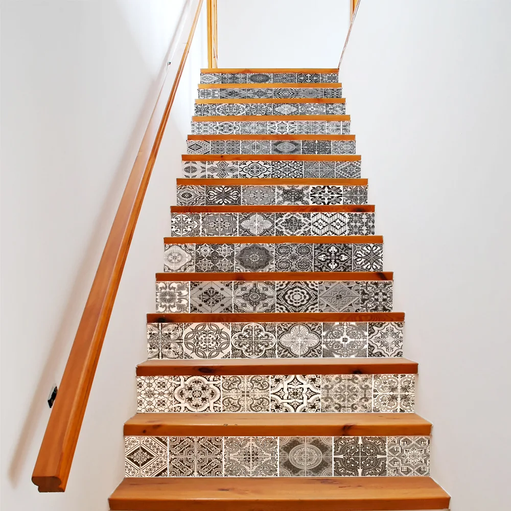 Hitam Putih Ubin Langkah Stiker Keramik Tangga Stiker Decal Diy Dapat Dilepas Tangga Pernikahan Rumah Dekorasi Home Decor Decoration Patternstairs Stickers Aliexpress