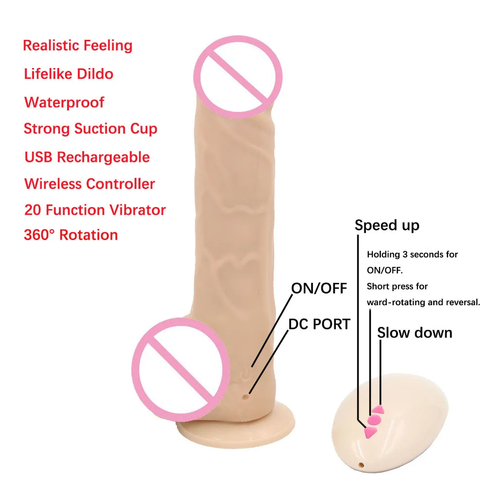 Huge Dildo Realistic Penis With Strong Suction Cup Wireless Remote Control Rechargeable Dick Big Dildos Adult Sex Toys For Woman