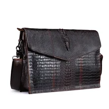 Аллигатора узор из натуральной яловой кожи Кроссбоди плечо ремень сумки Бизнес Портфели Портфолио для Для мужчин LS0181