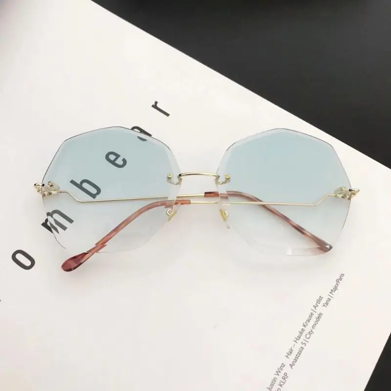 Новые модные женские трендовые солнцезащитные очки многоугольные Необычные бескаркасные очки для уличной фотосъемки - Цвет линз: 6