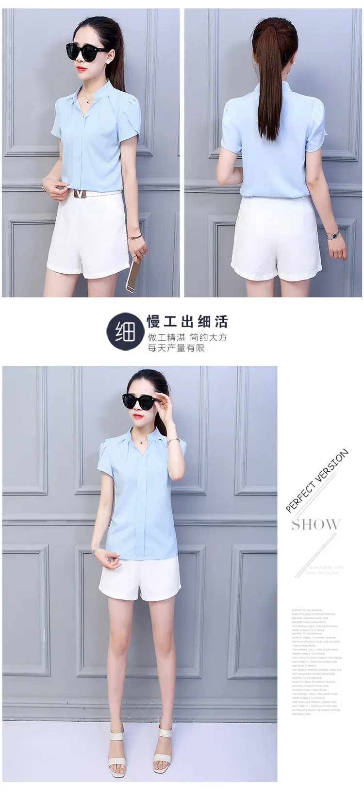 Корейские женщины моды топы и блузки шифон женские блузки с коротким рукавом белые рубашки размера плюс XXL Женские топы
