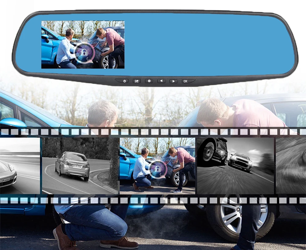 Автомобильный видеорегистратор 3," 1080 P, Автомобильное зеркало заднего вида, видеорегистратор HD 1080 p, видеорегистратор для вождения автомобиля, камера для автомобиля с синим экраном и одним объективом