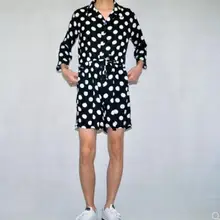 S-4XL Новая Летняя мужская одежда индивидуальная мода Свободный волнистый точечный оснастки комбинезон Набор Плюс Размер певица костюмы тонкие