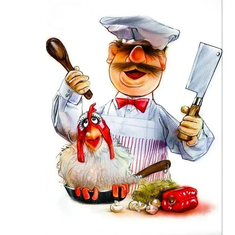 

New 5d diy Diamond Painting Chef Chicken Full Square/Round Crystal Sticker 3D Diamond Embroidery Cross-stitch Mosaic Kitchen
