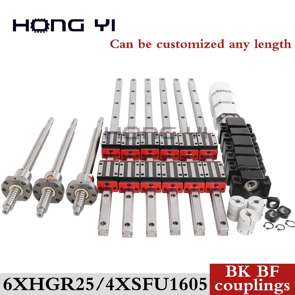 

100% same HIWIN linear rail HGR25 linear guide any length+linear bearing blocks+SFU2005 ball screw+BK15/BF15