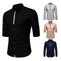 Новые мужские рубашки с длинным рукавом в весенний и осенний период модные деловые льняные рубашки для отдыха