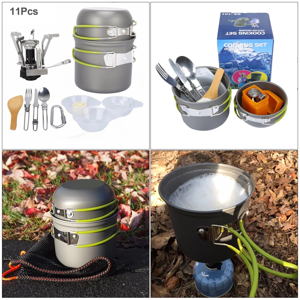 

11 Pcs /set High Quality Camping Cookware Outdoor Cookware Set Camping Travel Cooking Set for Hiking Picnic Set Tableware
