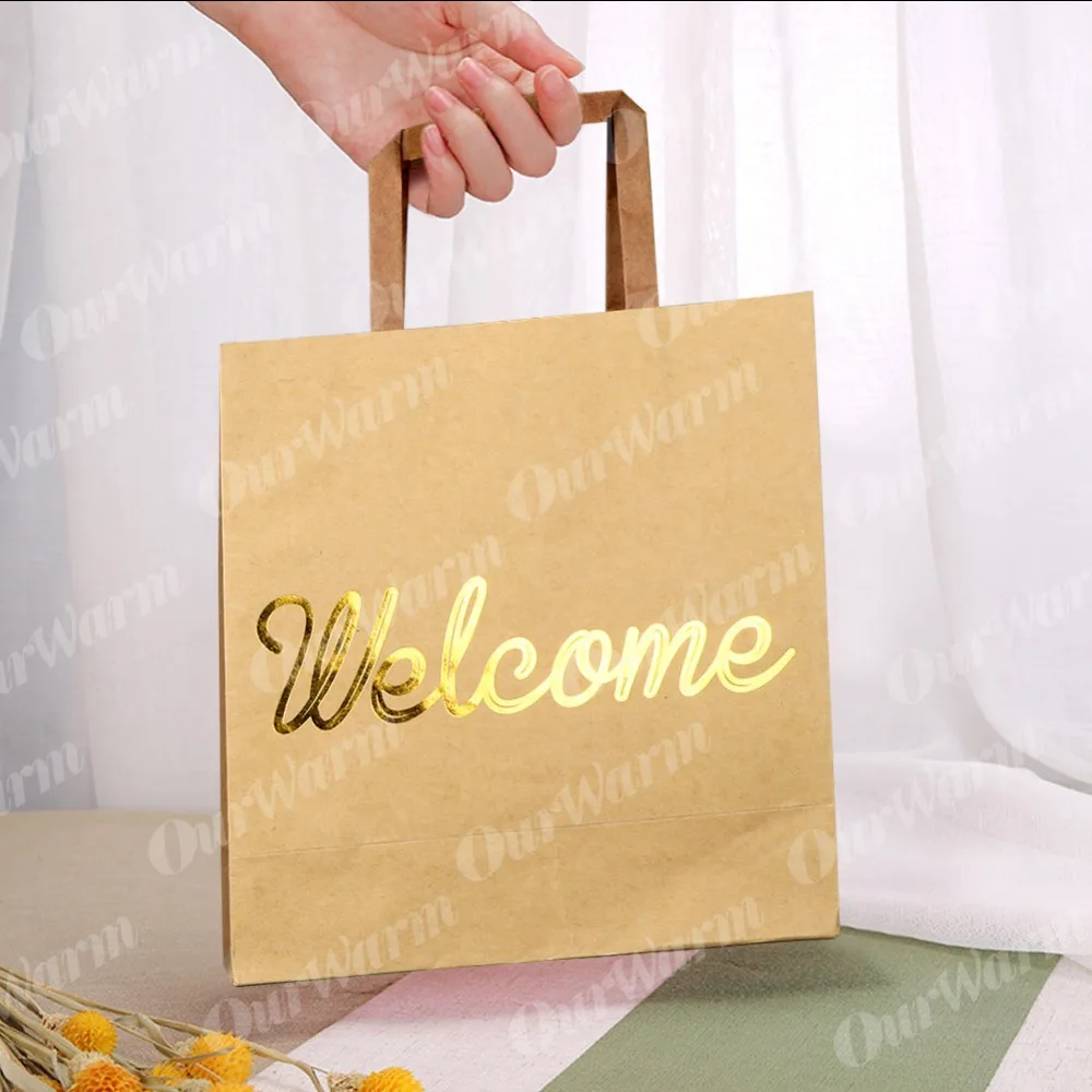 OurWarm 5 шт крафт-бумажный мешок с ручкой сувенир для свадебной вечеринки сумка Подарочная упаковка для конфет мешок хозяйственные сумки товары для дня рождения