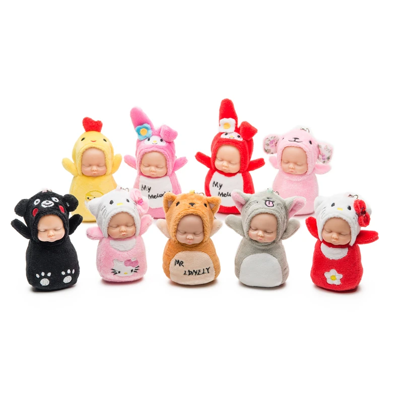 Nouveaute Belle Simulation Jouets En Peluche Dormir Bebe Poupee Creative Porte Cles Pour Enfants Cadeau D Anniversaire Aliexpress