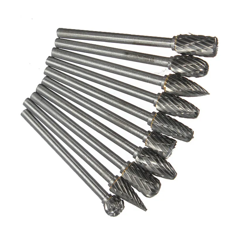

New 10Pcs/Set 1/8 Tungsten Carbide Burr Set 3mm Rotary Cutter Files CNC Engraving CED 6mm With Box for SD 3mm Best Price