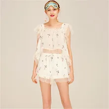 Женские пижамные комплекты, кружевные, сексуальные, милые, белые, с цветами, с вышивкой, короткие, милые, летние, наивысшего качества, эксклюзивные Наборы для дам