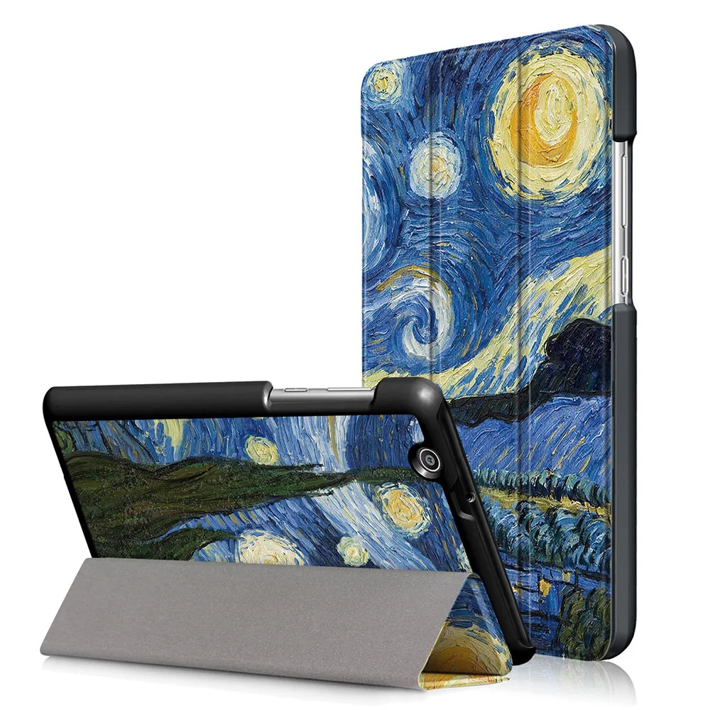PC8005F_JONSNOW Protective Case for Huawei MediaPad T3 7 3G BG2-U01 Ultra Thin 3 fold Silk Texture Smart Sleep Stand Leather Cover