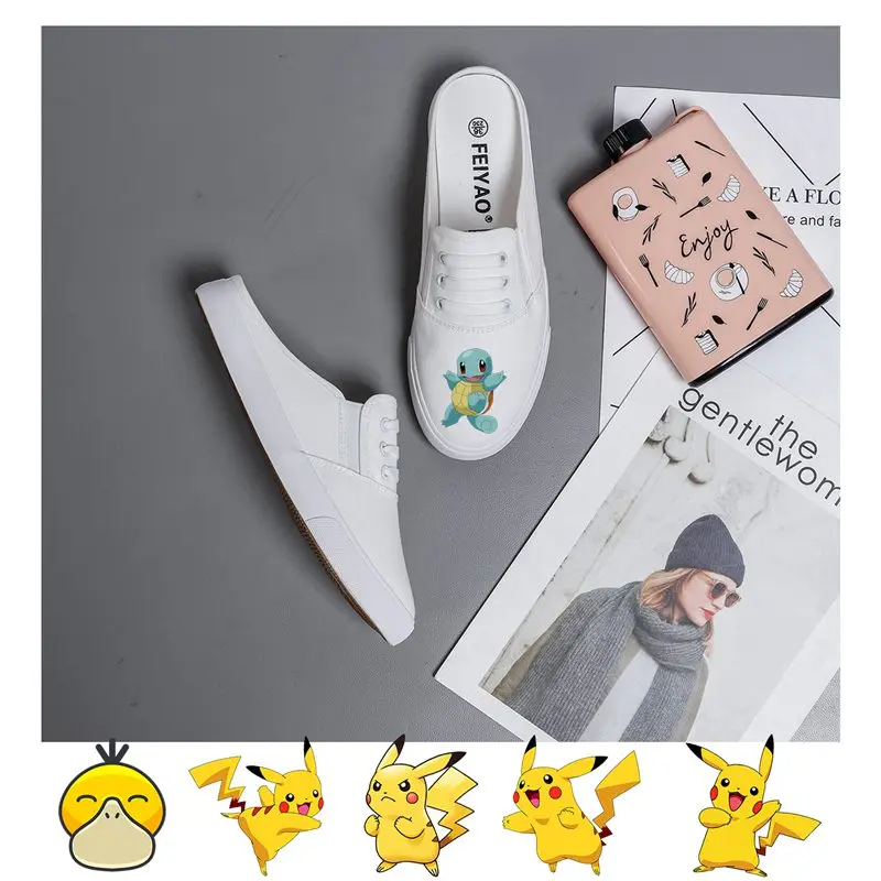 

Pikachu Pokemon Women Cute Cartoon Printed Pattern Low-Top Comfortable and Soft Slip On Shoes Student Trendy Shoe A19531