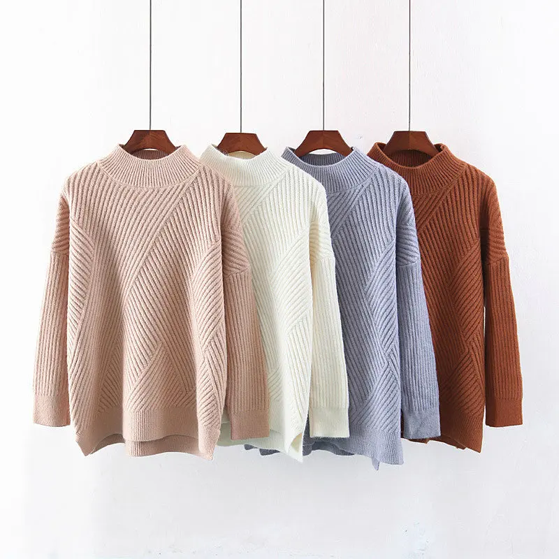 Autumn-korean-2018-Winter-Women-s-Solid-Color-Female-Pullovers-Jumper-Sweater-Loose-Knit-Top-pull