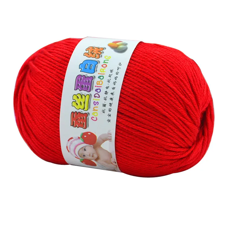 50 г мягкий натуральный Гладкий детский кашемир шелк шерсть ручная вязка крючком Пряжа Мяч Woolcraft - Цвет: Red