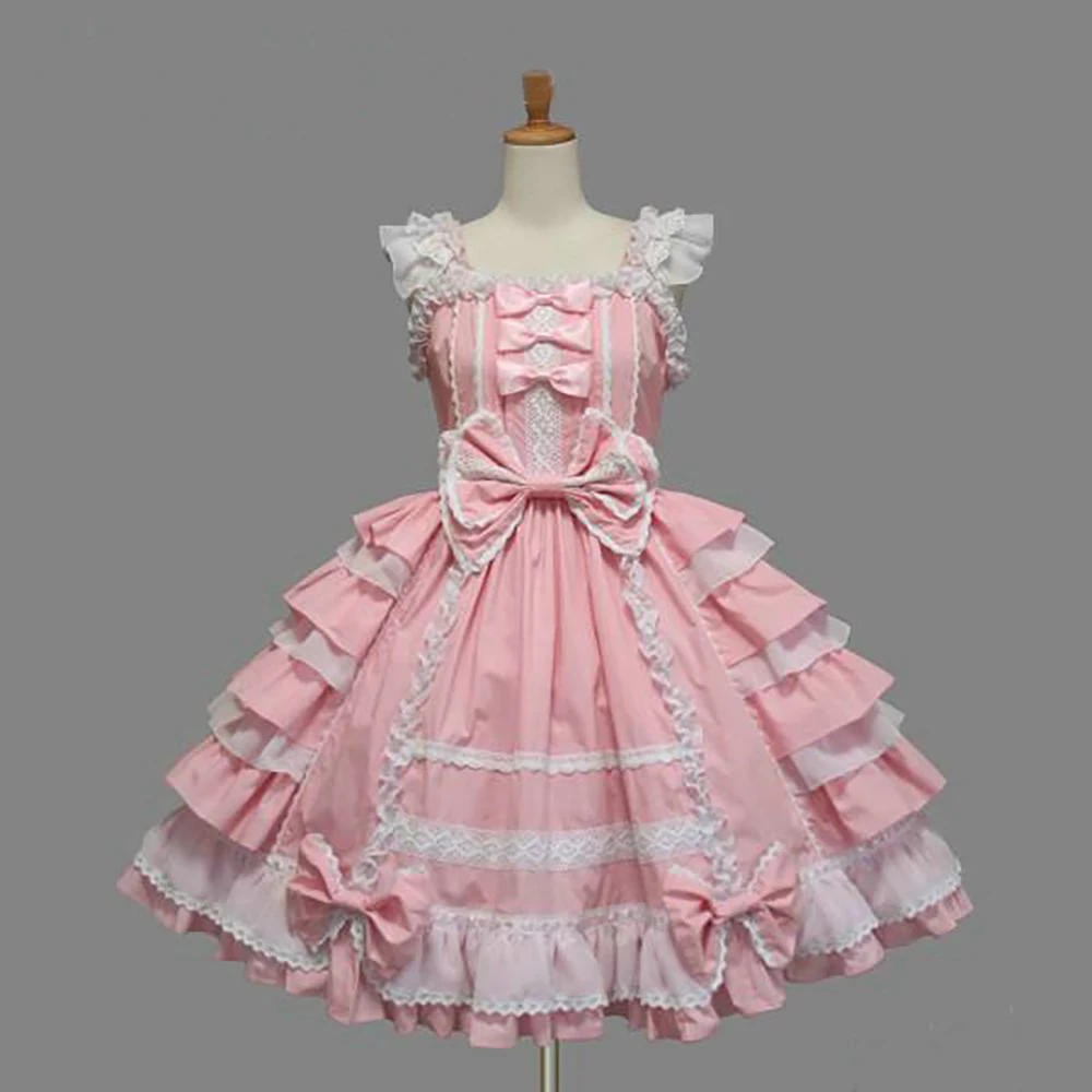 Классическое платье в стиле Лолиты для девочек; женский многослойный карнавальный костюм; хлопковое винтажное платье; платье для девочек; доступно 6 цветов