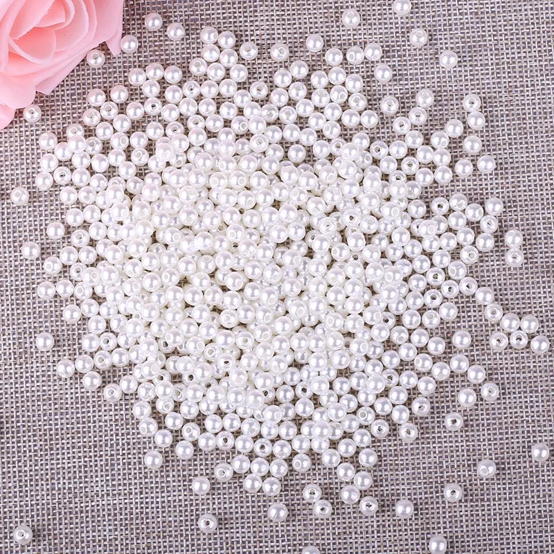 

1000pcs/lot 3MM ABS Ivory Imitation Pearl Beads Wholesale Round Plastic Ball European Spacer Hole Beads For Jewelry Making DIY