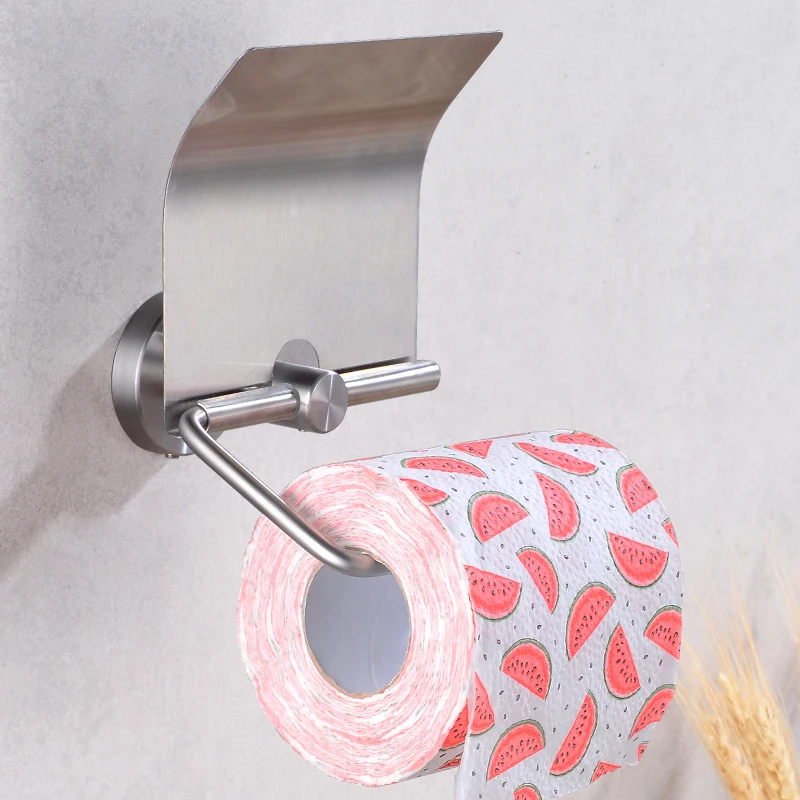 Stainless Steel Toilet Paper Holder Creative Cover Paper Towel Holder Rack Wall Mounted Bathroom Toilet Tissue Roll Paper Holder