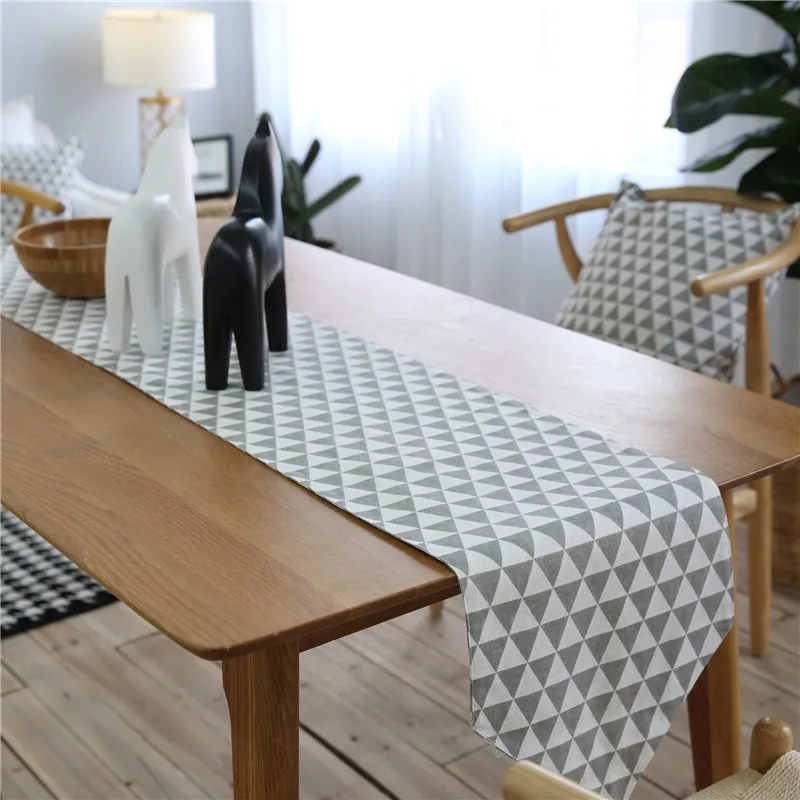 Buy Gray And White Geometric Table Runners Modern