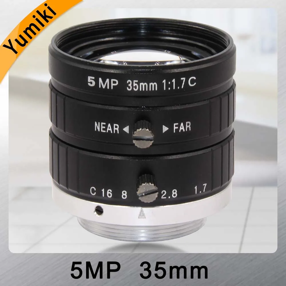 Yumiki HD 5MP CCTV Camera Lens 35mm F1.7 Aperture 2/3" Image Format Mount C Industrial Security Road monitoring | Безопасность и