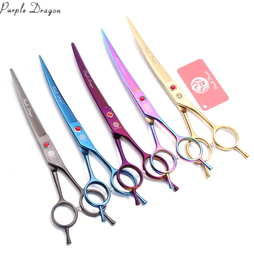 

8" Purple Dragon JP Stainless Puppy Grooming Scissors Up Curved Scissors Dog Scissors Professional Pet Shears Dropshipping Z4003