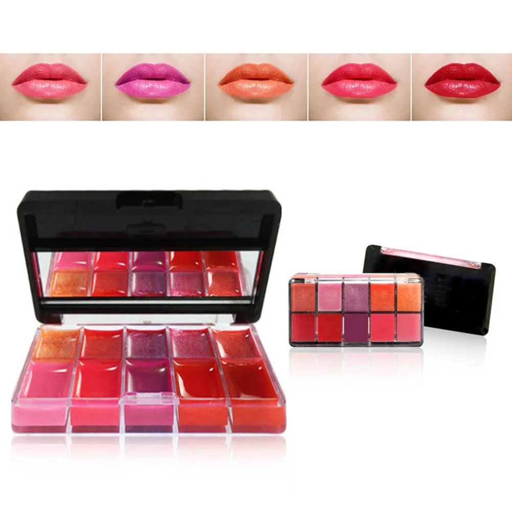 

10 Colors Make Up Lipsticks Moisturizer Lip Gloss Cosmetic Set Long-Lasting Lip Gloss Travel Kit Maquiagem Batom