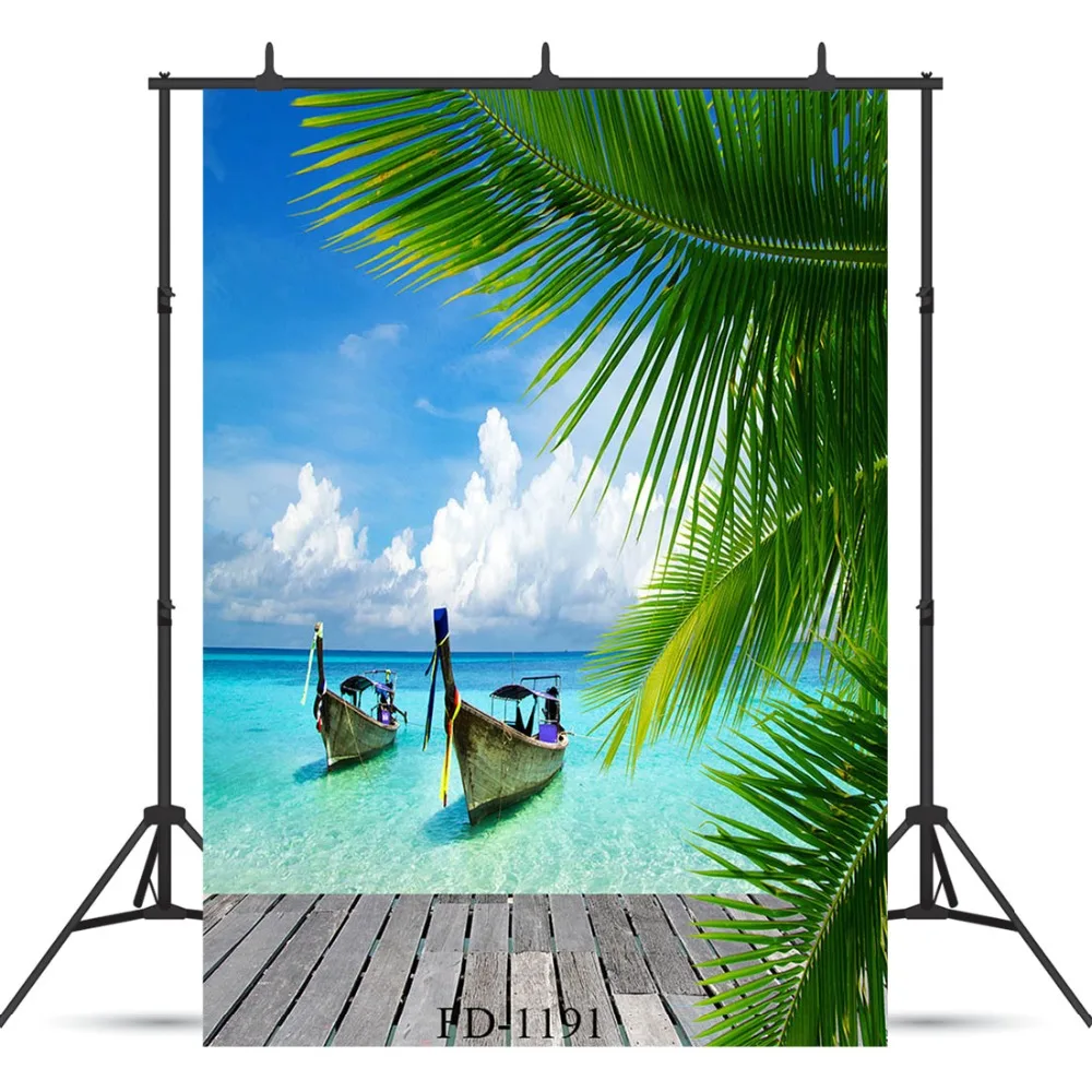 Palm Tree Beach Boat Photography Background for Photo Shoot Props Wedding Child Kids Baby Cloth Printed Backdrop Studio | Электроника
