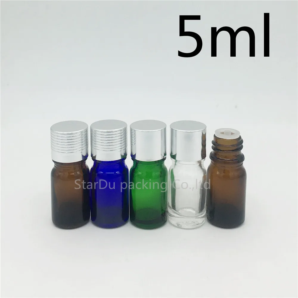 

High-quality 5ML Glass Bottle Vials Essential Oil Bottle, 5cc Perfume Bottles Silvery Aluminum Cap With Plug