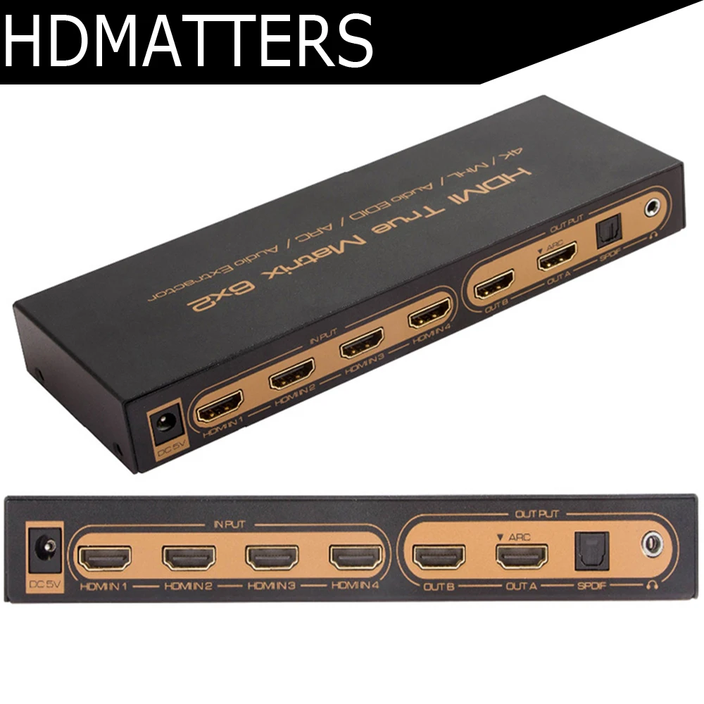 HDMI Matrix 6x2 PIP HDMI switch or splitter 6 in 2 out converter 1.4V up to 4K/3D supporte 5.1CH Audio EDID/ARC/Audio Extractor HDMI Matrix 6x2 PIP HDMI switch or splitter 6 in 2 out converter 1.4V up to 4K/3D supporte 5.1CH Audio EDID/ARC/Audio Extractor