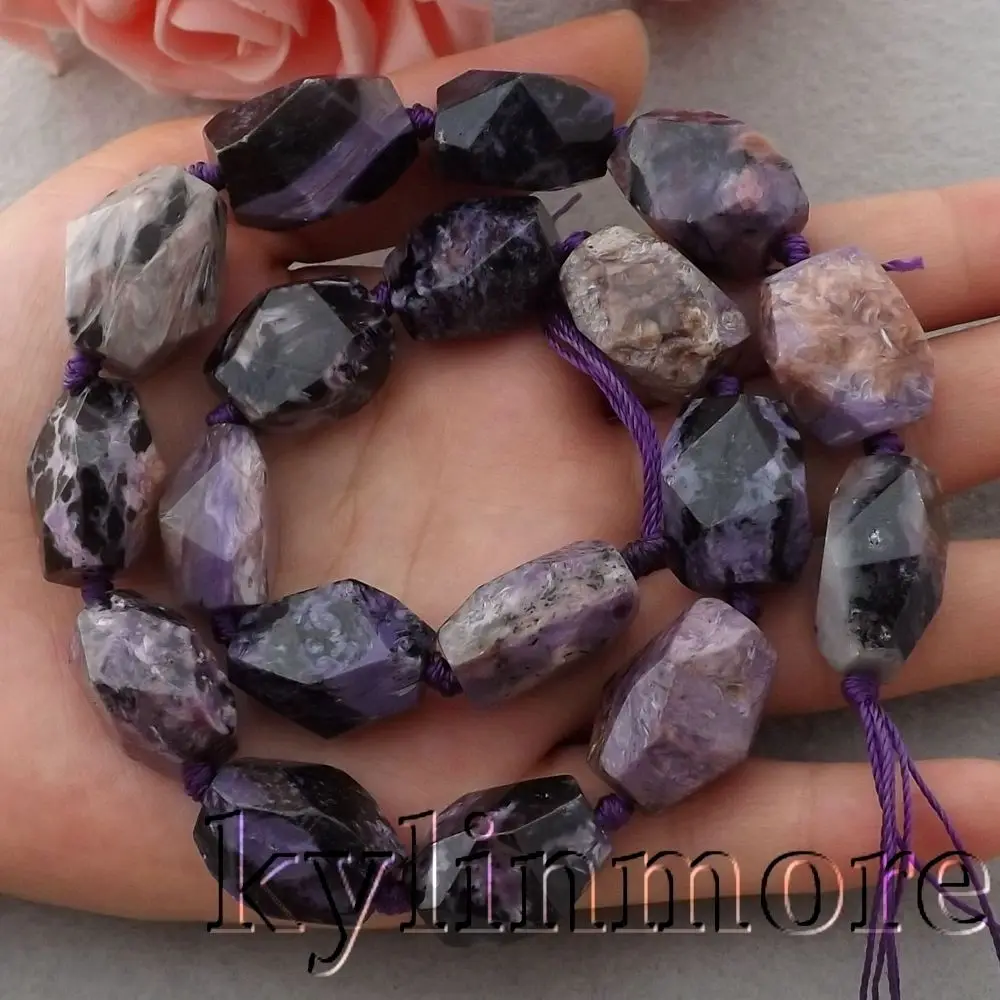 

Women's14x19mm Natural Charoite Faceted stone Loose Beads 16.5" Strands