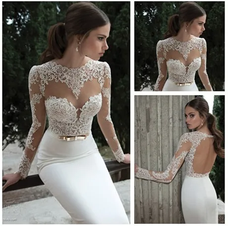 2017 New Arrive Y Model Jewel Long Sleeve Backless See Through 2017 New Arrive Y Model Jewel Long Sleeve Backless See Through Lace Corset Wedding Dresses