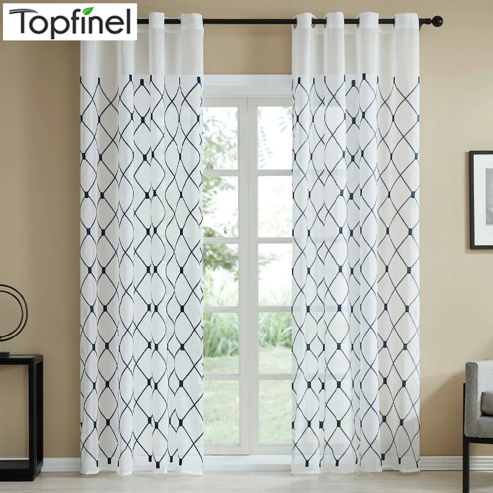 Buy Topfinel Geometric Embroidered Sheer Curtains