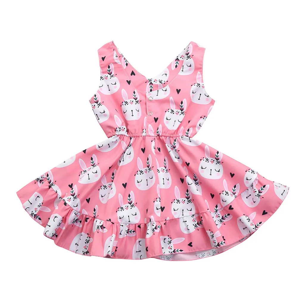 

Easter Children Kids Baby Girls Dress 2019 Cute Sleeveless Rabbit Print Princess Vest Dress Baby Girl Clothes Vestido