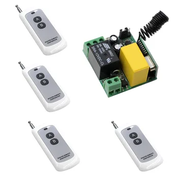 

Best Price AC220V 1CH Wireless Remote Control Light Switch 4piece Transmitter with 1piece Receiver Module 315/ 433Mhz A=ON B=OFF