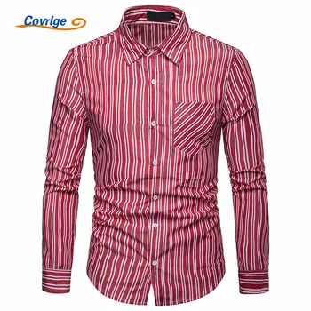 

Covrlge Fashion New 2019 British Style Men Shirts Male Striped Formal Dress Shirt Long Sleeve Mens Brand Casual Shirts MCL188